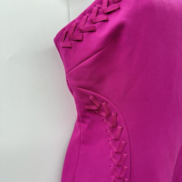 Cinq a Sept Alison Whipstiched Ponte Mini Dress Sz 4 Fuchsia Pink Stretch $395 - Picture 6 of 15
